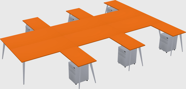 Shared l-shaped office desk system