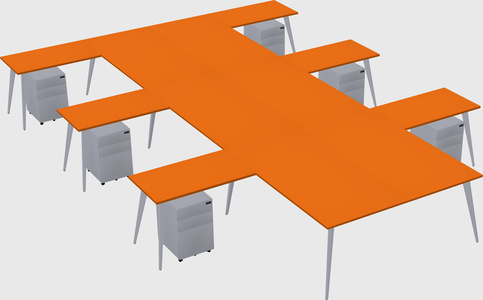 Shared l-shaped office desk system