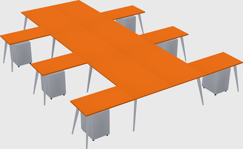 Shared l-shaped office desk system