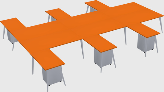 Shared l-shaped office desk system