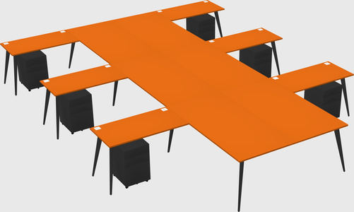 Shared l-shaped office desk system