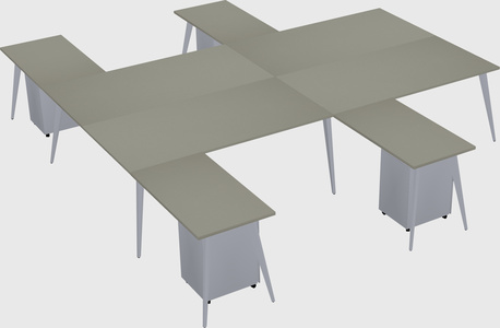 Shared l-shaped office desk system
