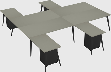 Shared l-shaped office desk system