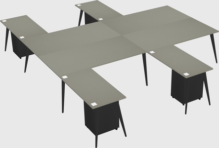 Shared l-shaped office desk system