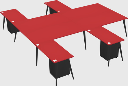 Shared l-shaped office desk system