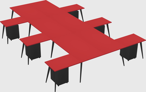 Shared l-shaped office desk system