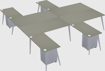 Shared l-shaped office desk system