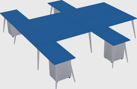 Shared l-shaped office desk system