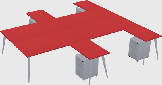 Shared l-shaped office desk system