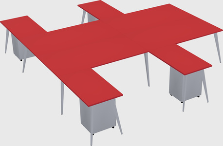 Shared l-shaped office desk system