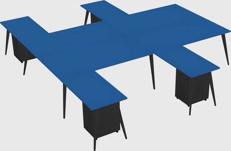 Shared l-shaped office desk system