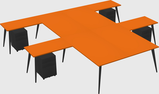 Shared l-shaped office desk system
