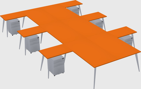 Shared l-shaped office desk system