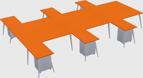 Shared l-shaped office desk system