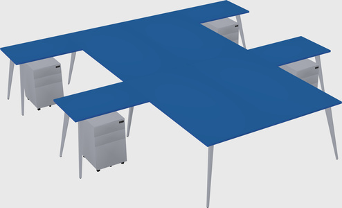 Shared l-shaped office desk system