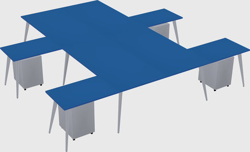 Shared l-shaped office desk system