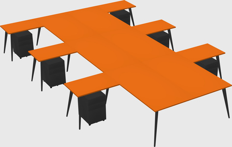 Shared l-shaped office desk system