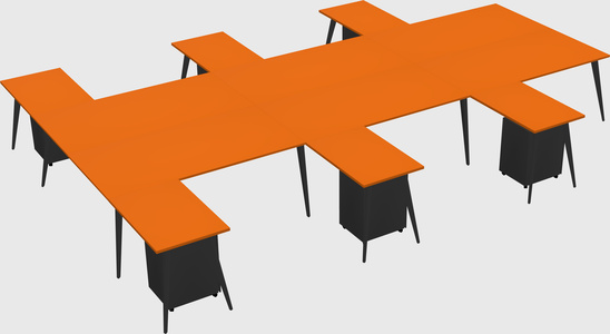 Shared l-shaped office desk system