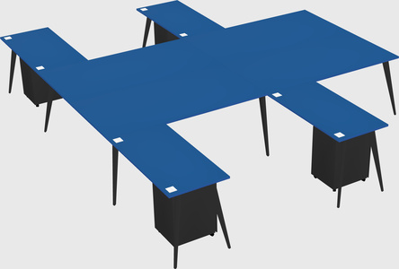 Shared l-shaped office desk system