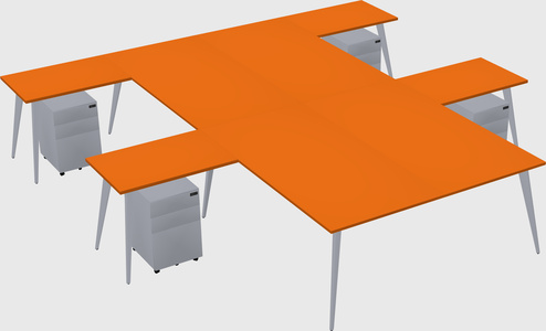 Shared l-shaped office desk system