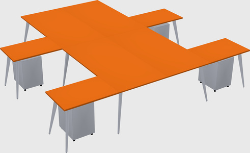 Shared l-shaped office desk system