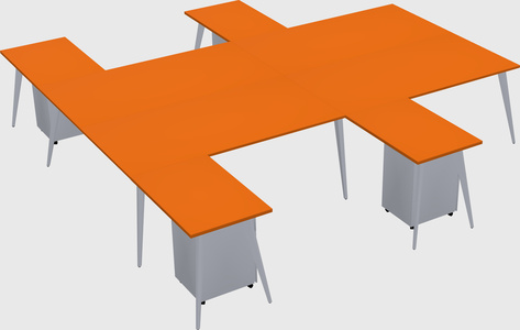Shared l-shaped office desk system