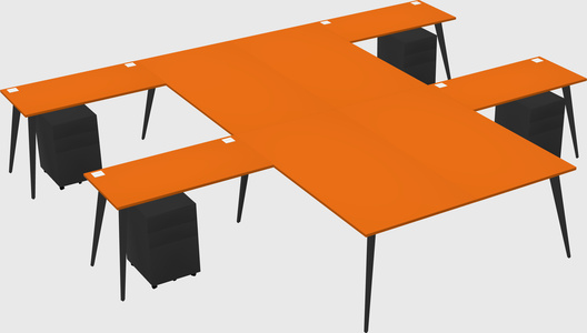 Shared l-shaped office desk system