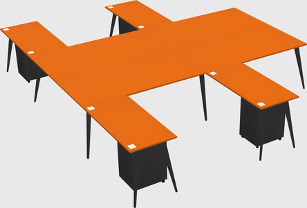 Shared l-shaped office desk system