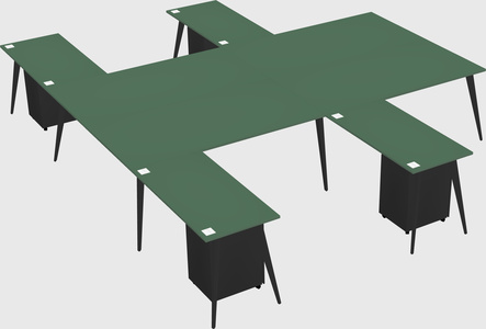 Shared l-shaped office desk system