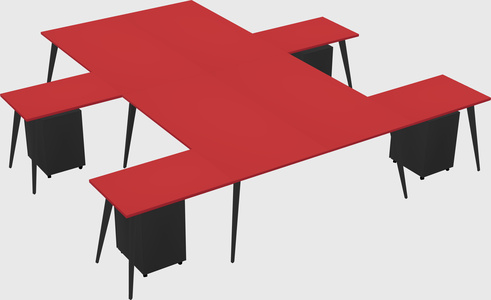 Shared l-shaped office desk system