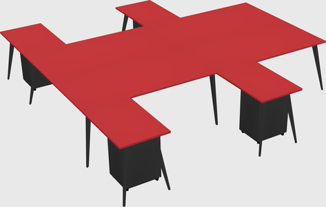 Shared l-shaped office desk system