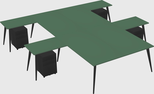 Shared l-shaped office desk system