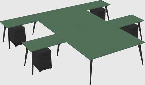 Shared l-shaped office desk system