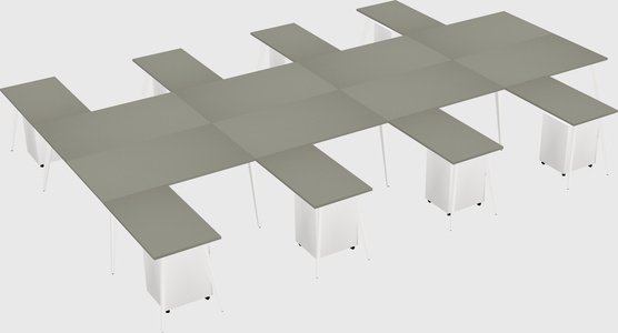 Shared l-shaped office desk system