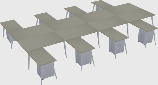 Shared l-shaped office desk system