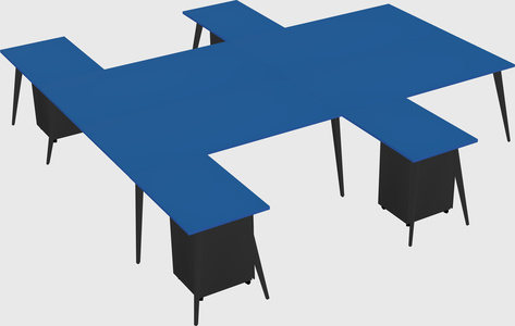 Shared l-shaped office desk system