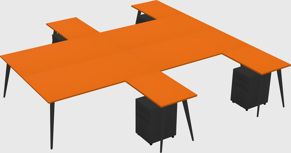 Shared L-shaped Office Desk System