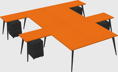 Shared l-shaped office desk system