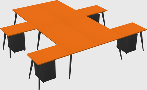 Shared l-shaped office desk system