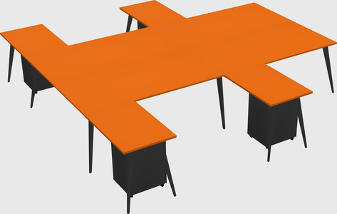 Shared l-shaped office desk system