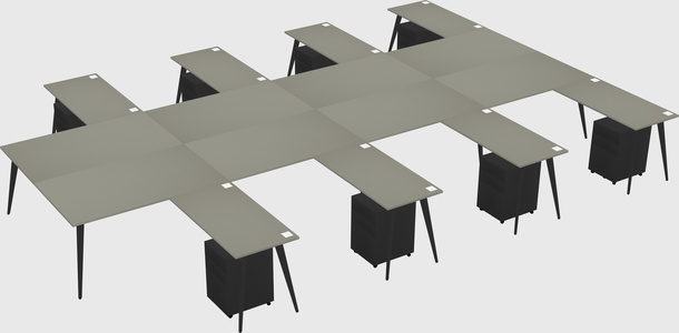 Shared l-shaped office desk system
