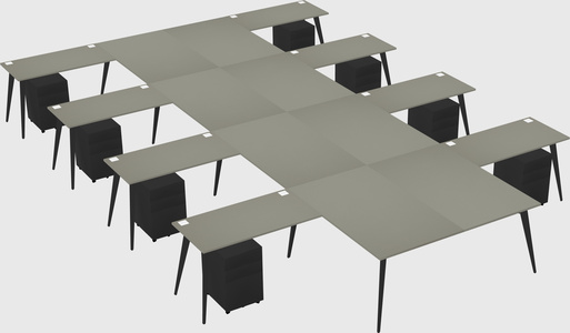 Shared l-shaped office desk system