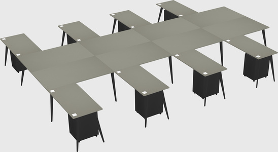 Shared l-shaped office desk system