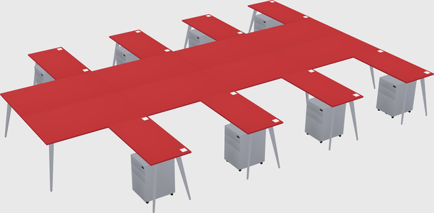 Shared l-shaped office desk system
