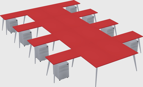Shared l-shaped office desk system
