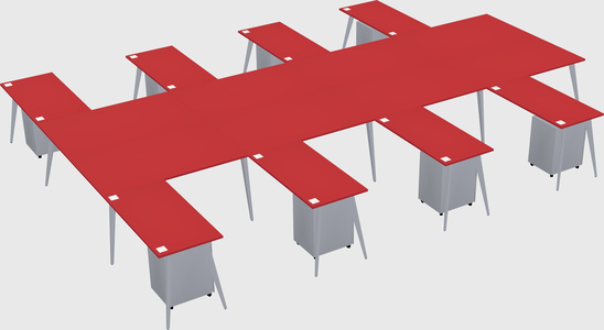 Shared l-shaped office desk system