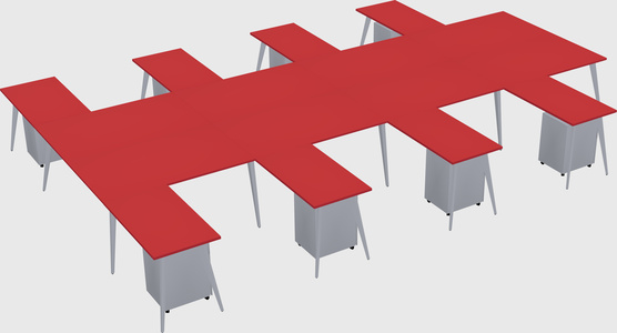 Shared l-shaped office desk system