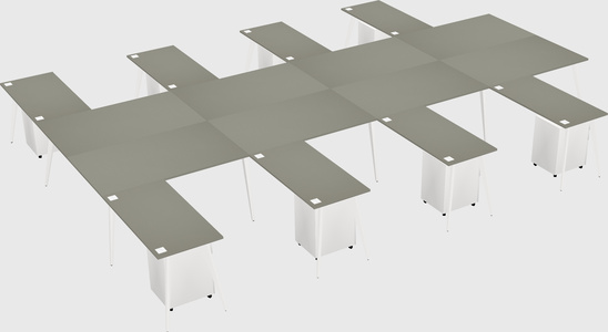 Shared l-shaped office desk system
