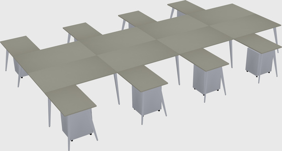 Shared l-shaped office desk system