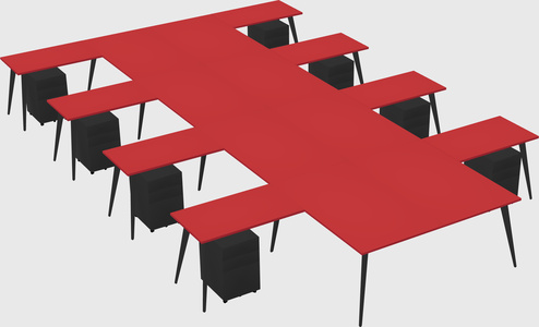 Shared l-shaped office desk system